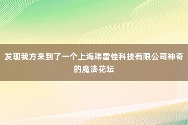 发现我方来到了一个上海玮雷佳科技有限公司神奇的魔法花坛